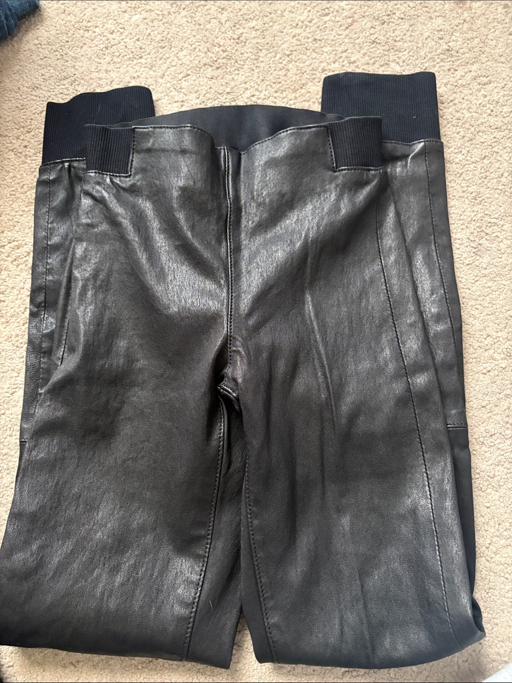 rag & bone Black Leather-Look Skinny Jeans